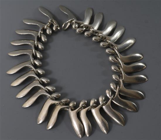 A 1970s Georg Jensen Danish sterling silver bracelet, no. 115, 18cm.